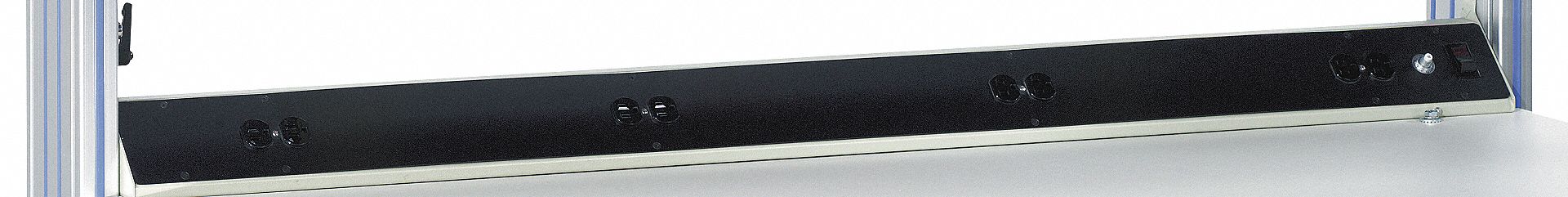 Power Strip: 72 in Overall Wd, 10 in Overall Dp, Aluminum, Beige/Black