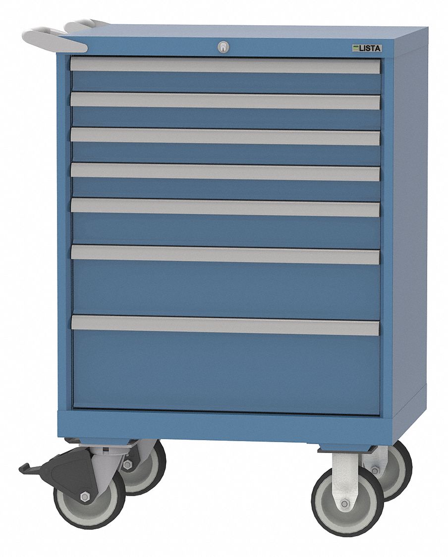 Modular Drawer Cabinet: 28 1/4 in x 22 1/2 in x 41 1/2 in, 7 Drawers, Tubular, Adj Dividers