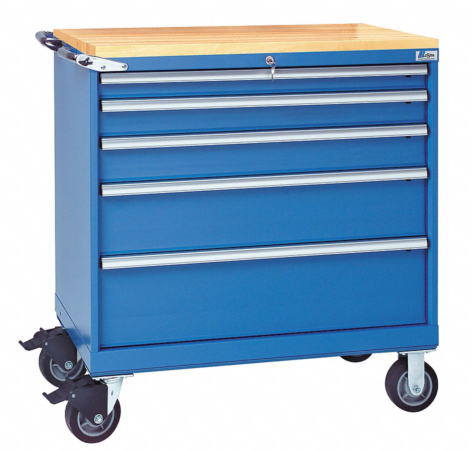 Modular Drawer Cabinet: 40 1/4 in x 22 1/2 in x 43 1/4 in, 5 Drawers, Tubular, Adj Dividers