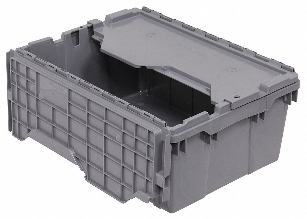4W023 - Attached Lid Container 1.12 cu ft Gray