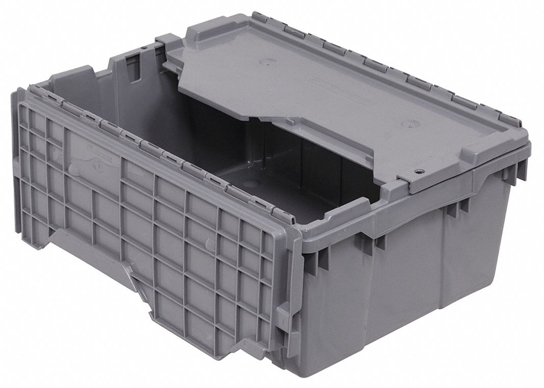 Global Industrial™ Solid Straight Wall Container,  23-3/4Lx15-3/4Wx8-1/4H, Gray - Pkg Qty 4