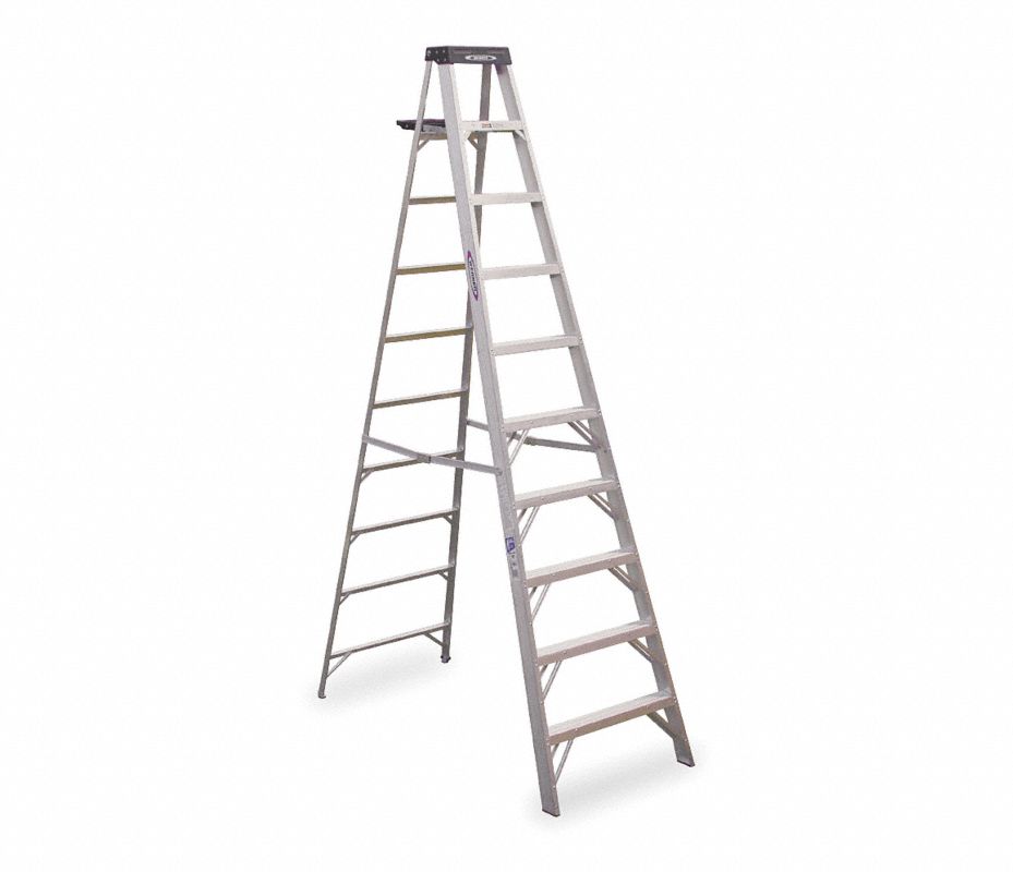 WERNER 300 lb., Escalera de Tijera, Aluminio, 10 pies, IA, 66", 30", 9