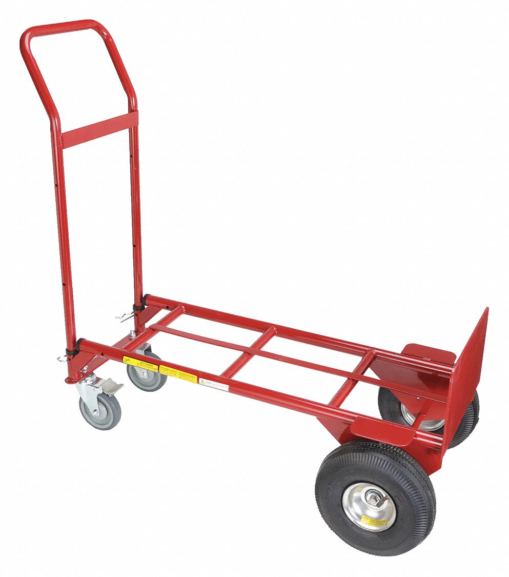 CONVERTIBLE HAND TRUCK, 14 IN X 8 IN, 38 IN X 13⅝ IN X 11 IN, PNEUMATIC RUBBER