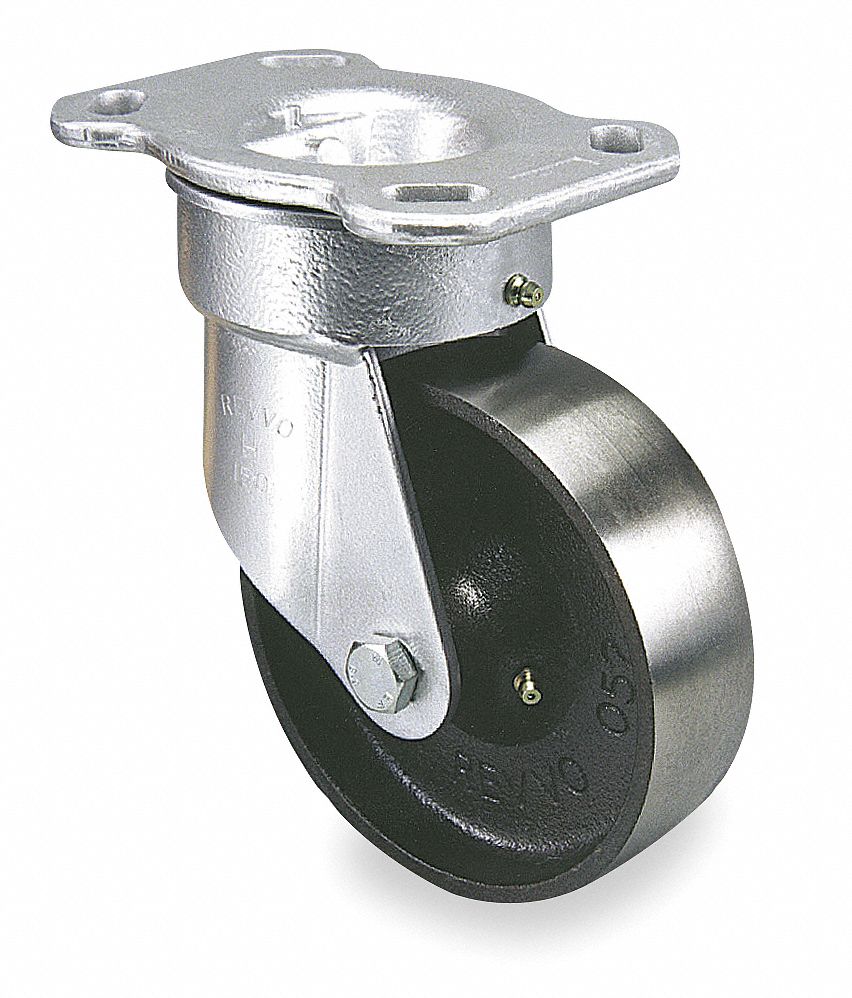 GRAINGER APPROVED Kingpinless Plate Caster, Swivel, Iron, 2250 lb, 8 in