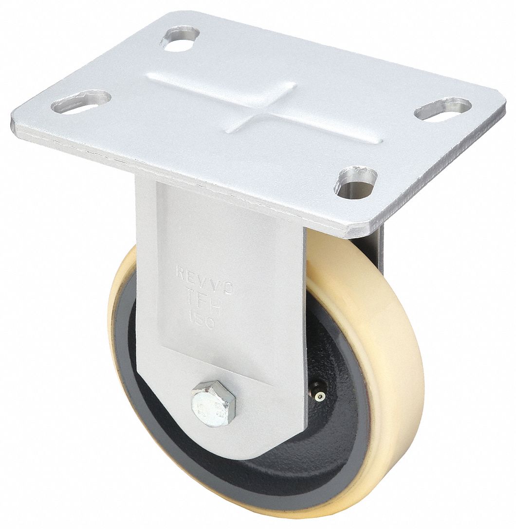 KINGPINLESS PLATE CASTER, 6 IN WHEEL DIAMETER, 1600 LB, 8⅛ IN MOUNTING H, FIRM