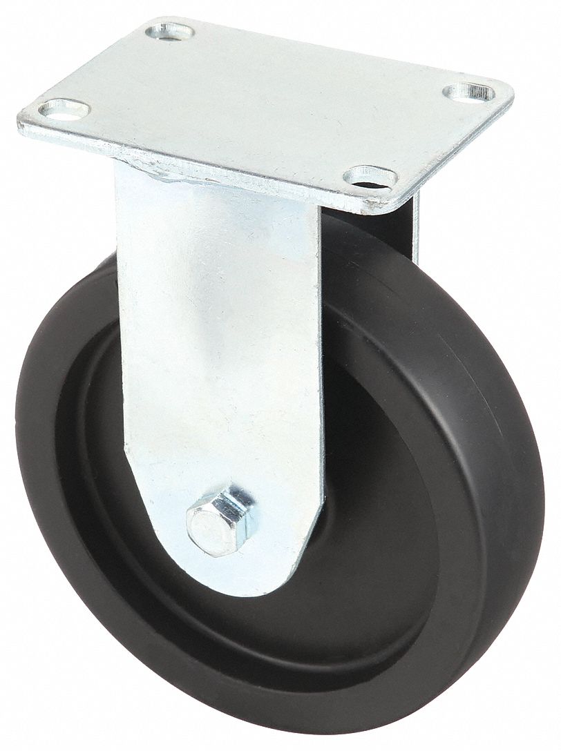 NSF-LISTED SANITARY PLATE CASTER, 3&frac12; IN WHEEL DIAMETER, 250 LB, RIGID CASTER, HARD