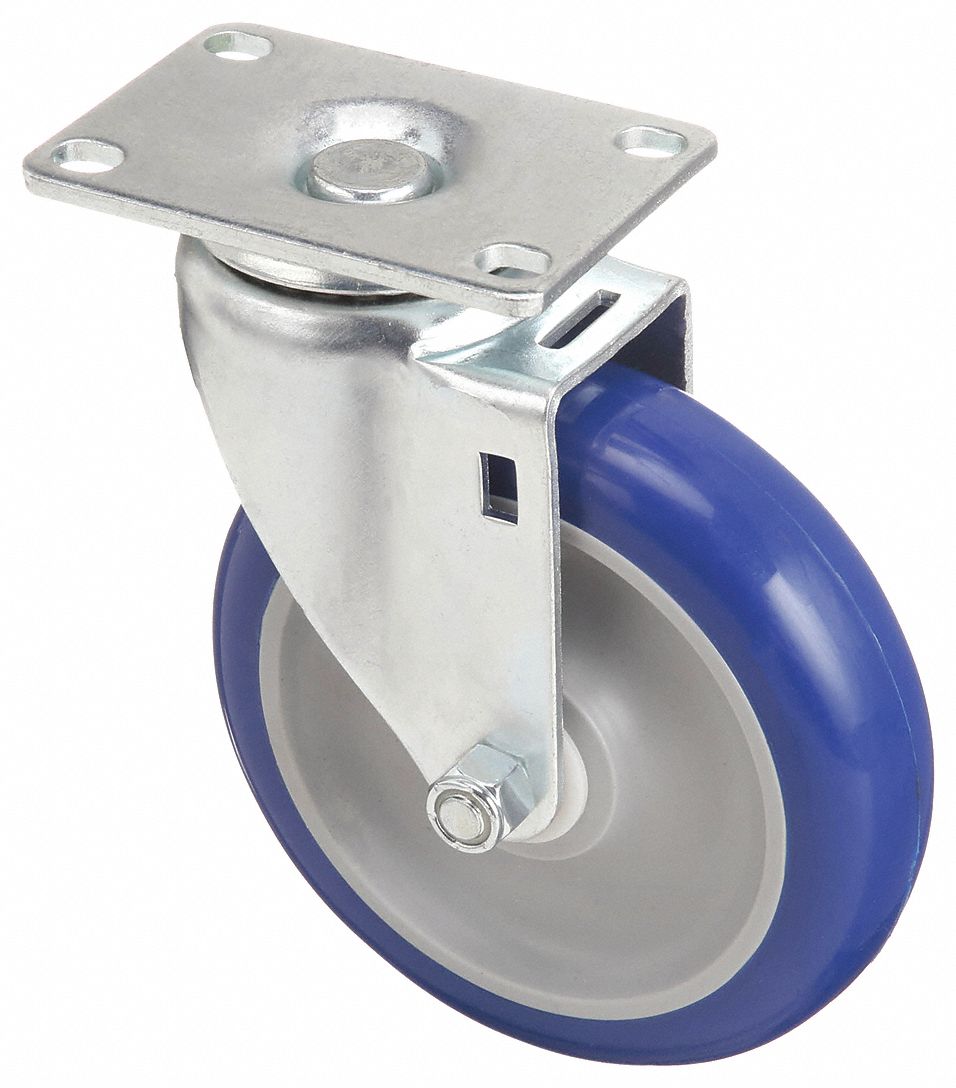 SWIVEL PLATE CASTER,300 LB,5 IN DIA