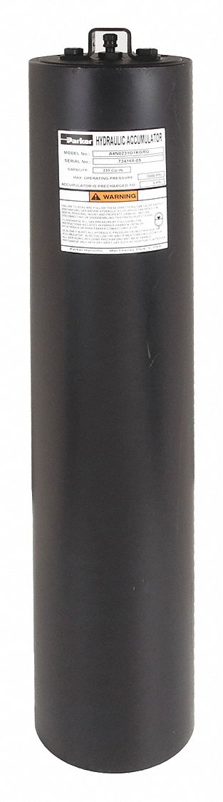 Piston Accumulator: 231 cu in Fluid Volume, 241 cu in, 397 gpm Max. Flow, 1-5/8-12 (#20)