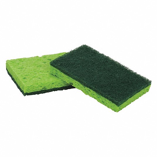 3 3/4 in x 2 3/8 in Cellulose, Synthetic Fiber Scrubber Sponge, Green, 72PK