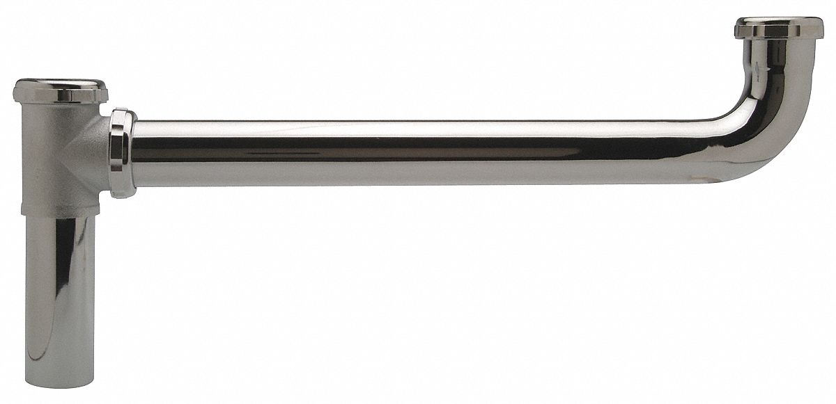 END OUTLET: CAST BRASS, CHROME, SILVER, 16 IN OVERALL LG, 1½ IN FITS PIPE SIZE, SLIP