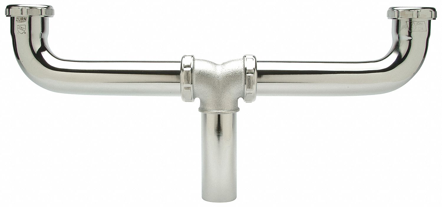 ZURN Waste Tee with Arm 1 1/2 in Pipe Dia., Cast Brass, Chrome, Slip