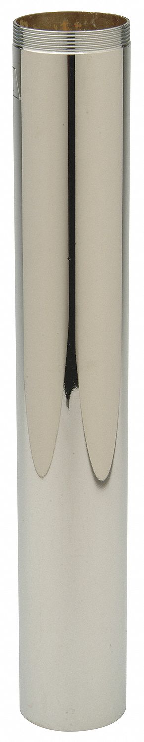 TAILPIECE: BRASS, CHROME, SILVER, 1¼ IN NOMINAL PIPE SIZE, 8 IN OVERALL LG, SLIP/THREADED