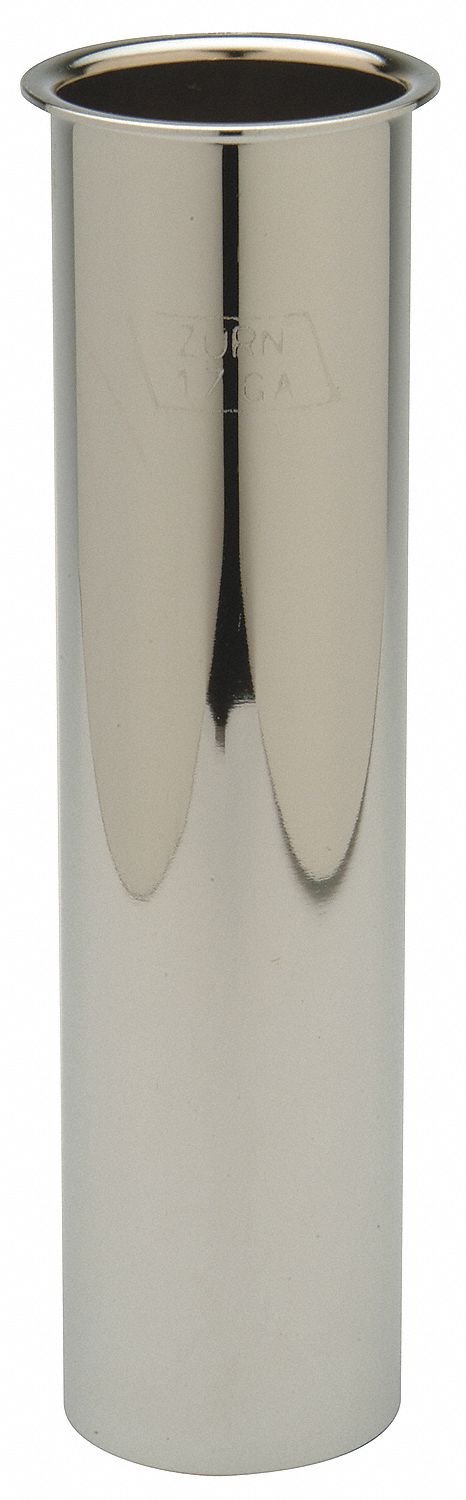 TAILPIECE: BRASS, CHROME, SILVER, 1½ IN NOMINAL PIPE SIZE, 12 IN OVERALL LG, FLANGED/SLIP