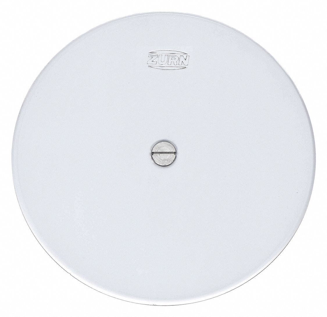 Cover: 5 in Overall Dia, 1/8 in Overall Ht, Stainless Steel, Unfinished, Gray, Screw-In