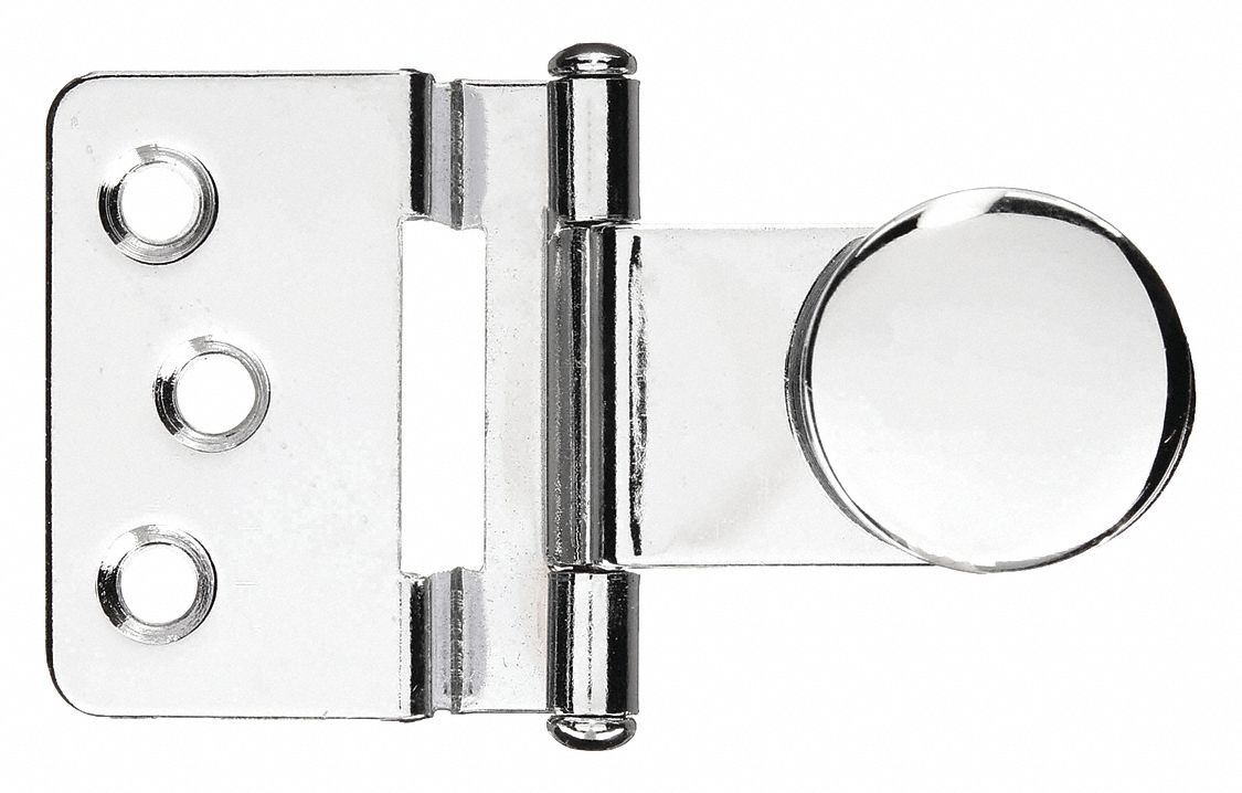 Glass Door Hinge: 1 5/16 in Wd, Chrome