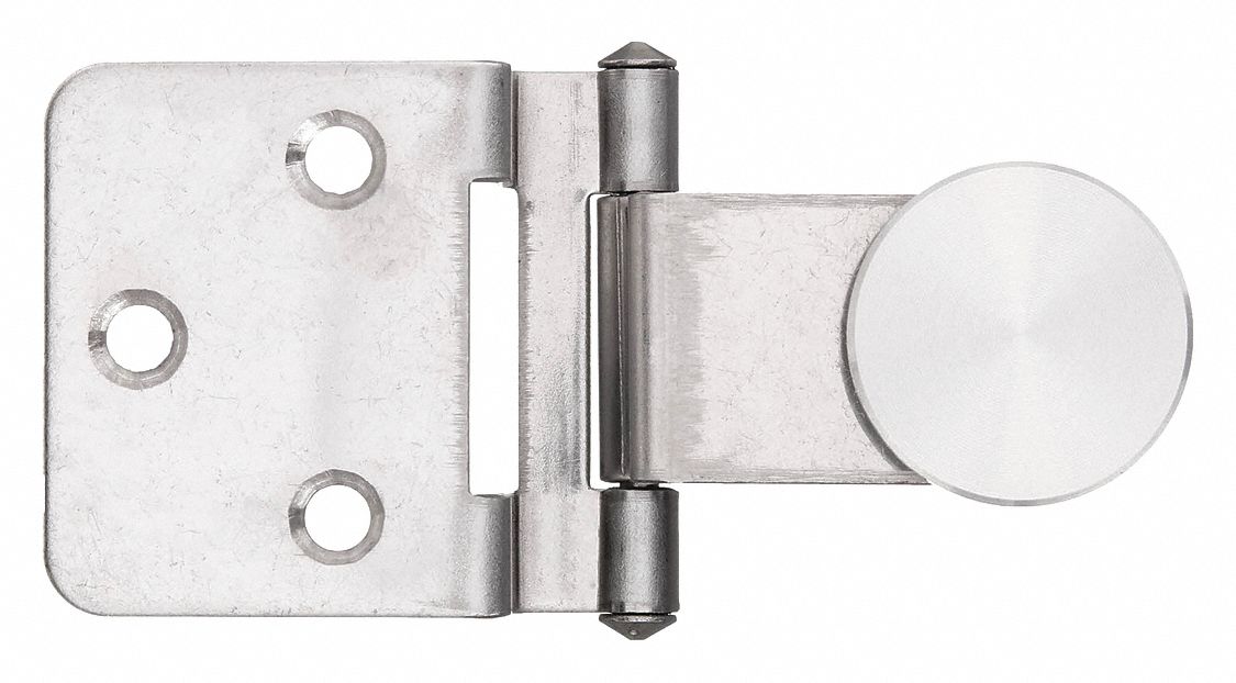 Glass Door Hinge: 1 5/16 in Wd, Stainless Steel