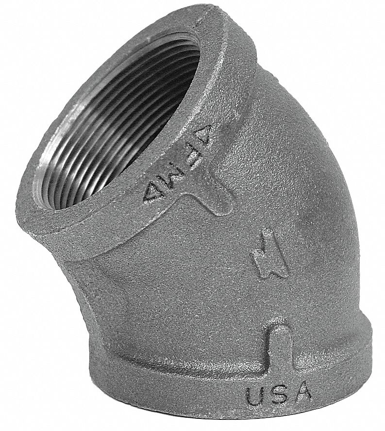 ANVIL Elbow, 45 Degrees, FNPT, 1/8 in Pipe Size Pipe Fitting 4WGX2