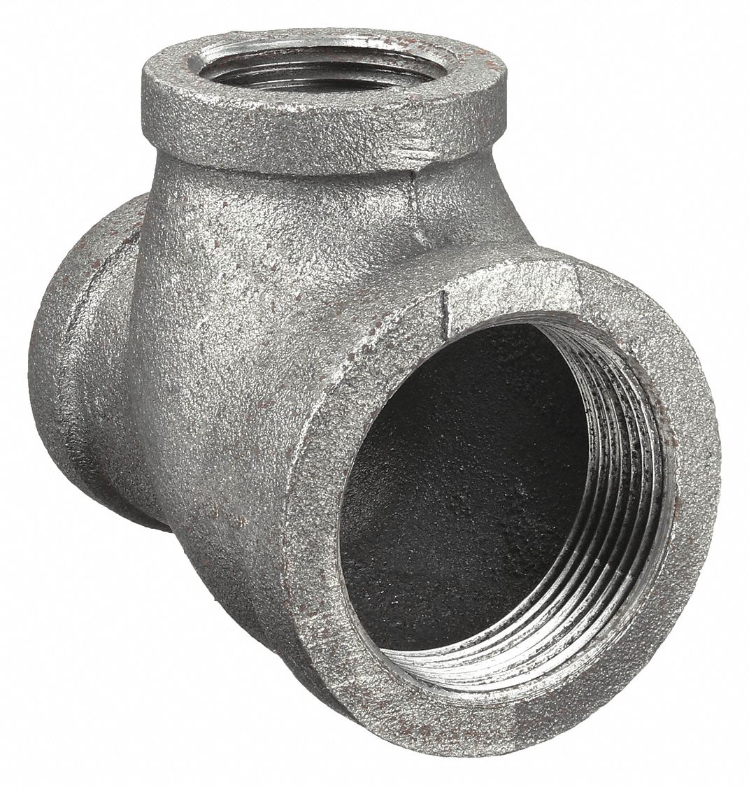 Reducing Tee: Malleable Iron, 1 1/2 in x 1 in x 1 in Fitting Pipe Size, Class 150