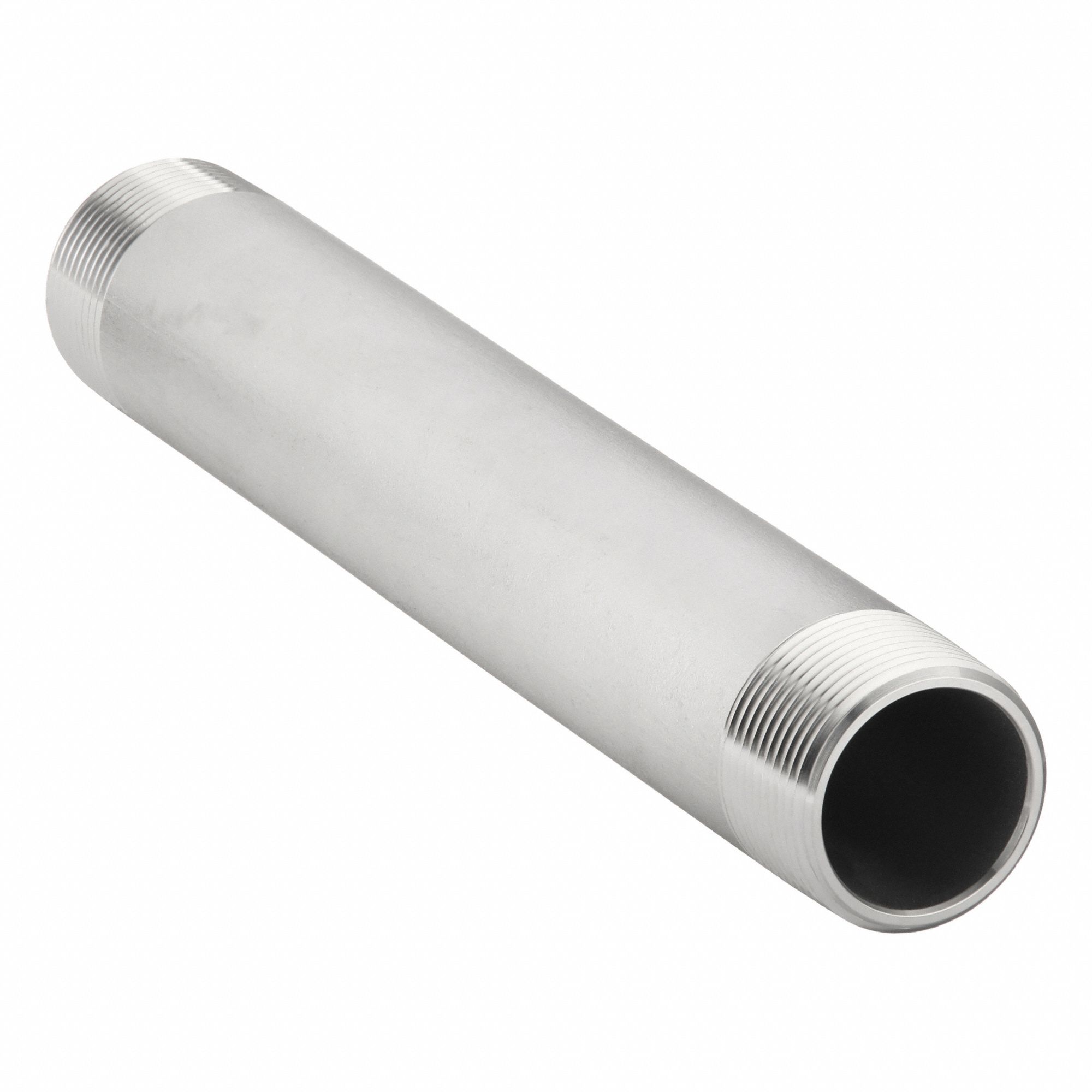 Nipple: 316 Stainless Steel, 1 1/4 in Nominal Pipe Size, 10 in Overall Lg, Threaded on Both Ends