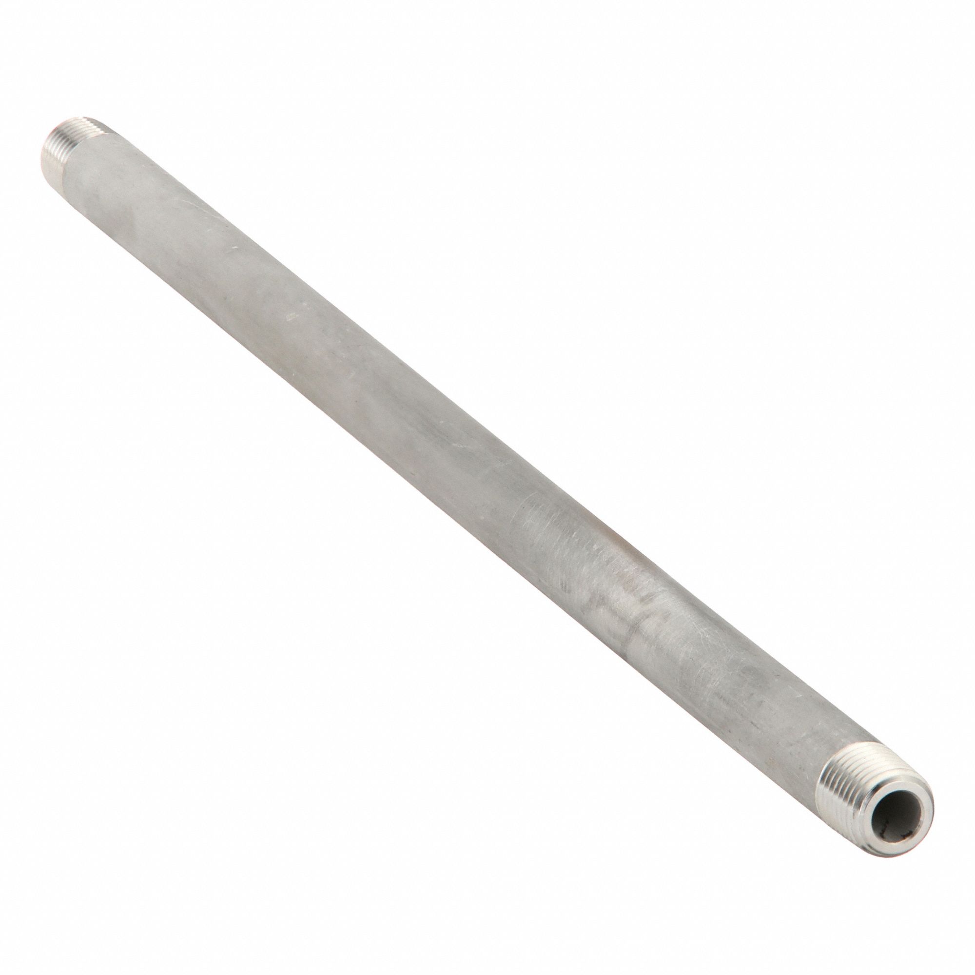 Nipple: 316 Stainless Steel, 1/4 in Nominal Pipe Size, 12 in Overall Lg, Threaded on Both Ends