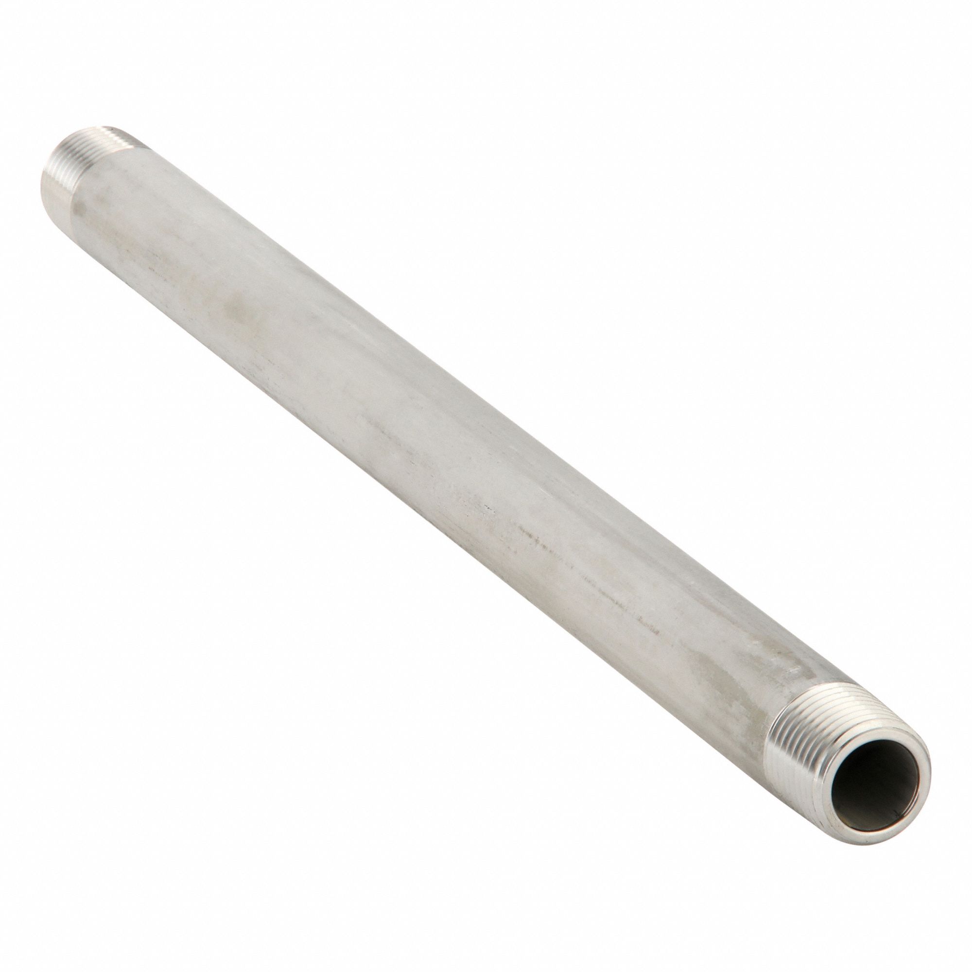 Nipple: 316 Stainless Steel, 1/2 in Nominal Pipe Size, 12 in Overall Lg, Threaded on Both Ends