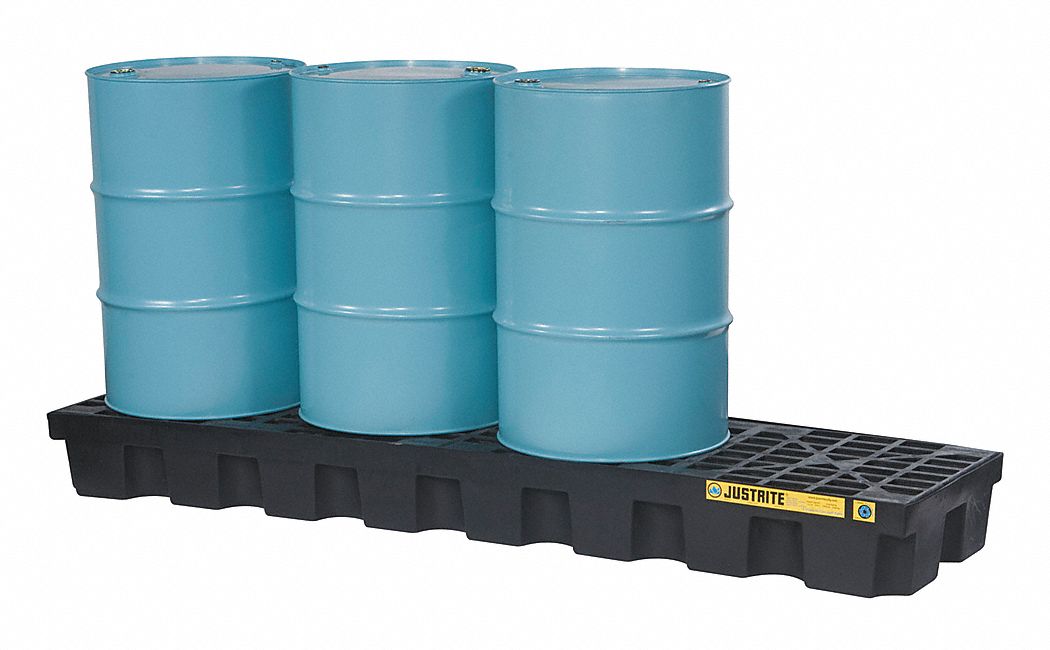 DRUM SPILL CONTAINMENT PALLET, FOR 4 DRUMS, 75 GAL CAPACITY, 5,000 LB LOAD CAPACITY