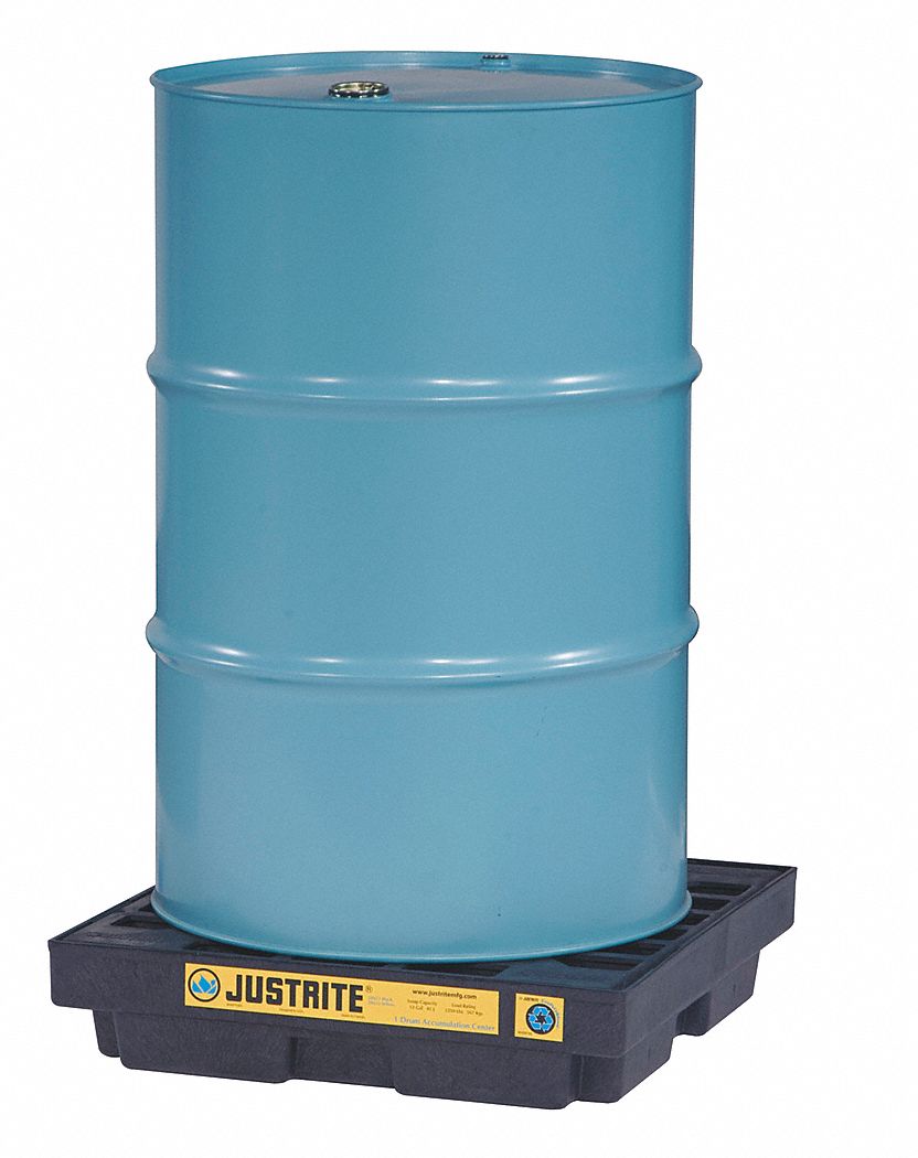 JUSTRITE, For 1 Drums, 12 gal Spill Capacity, Drum Spill Containment