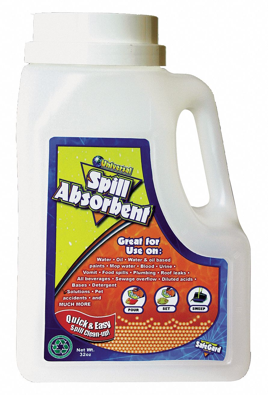 Loose Sorbent: 6 gal Volume Absorbed per Pkg., 2.5 lb Wt, Shaker Bottle, Silica Free
