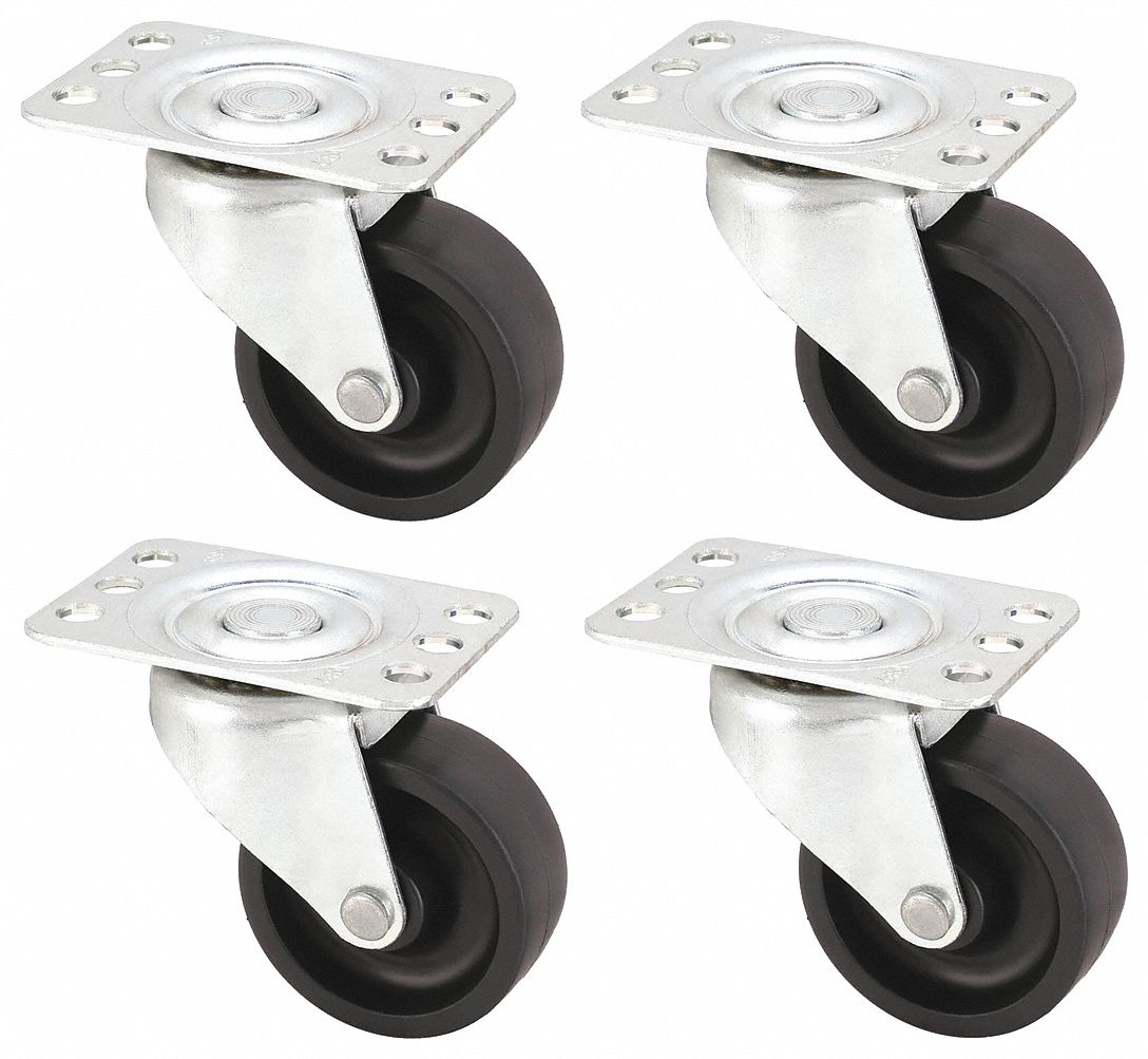 CREEPER CASTER REPLACEMENT WHEEL, 2 IN DIAMETER, POLYOLEFIN HUB, MFR PART # 72, BRACKET, 4 PK