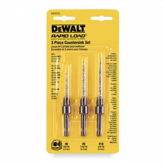 DEWALT Combined Drill Bit and Countersink Black Oxide Finish 9 64 in Smallest Body Dia. 3 Pieces