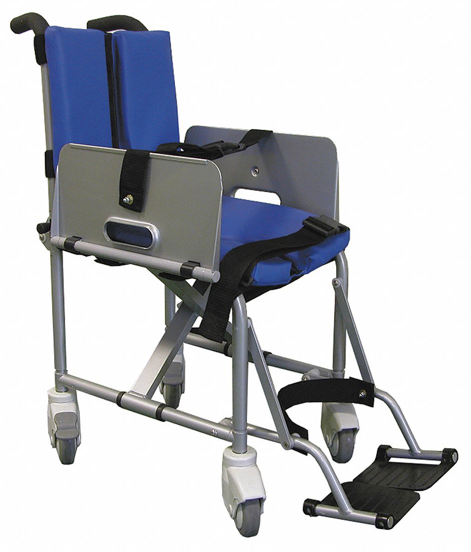 Aircraft Transit Chair, 550 lb Weight Capacity, Gray/Blue Grainger