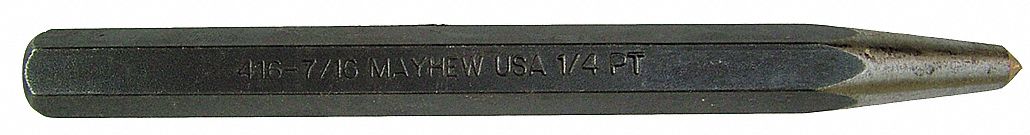 Center Punch Set: 1/16 in_5/64 in_3/32 in_1/8 in_5/32 in_3/16 in_1/4 in Tip Size, 7 Pieces, Pouch