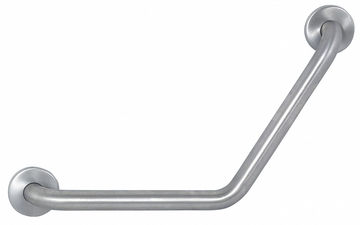 BOOMERANG GRAB BAR: STRAIGHT, 24 IN L, 1½ IN DIA, STAINLESS STEEL, TEXTURED