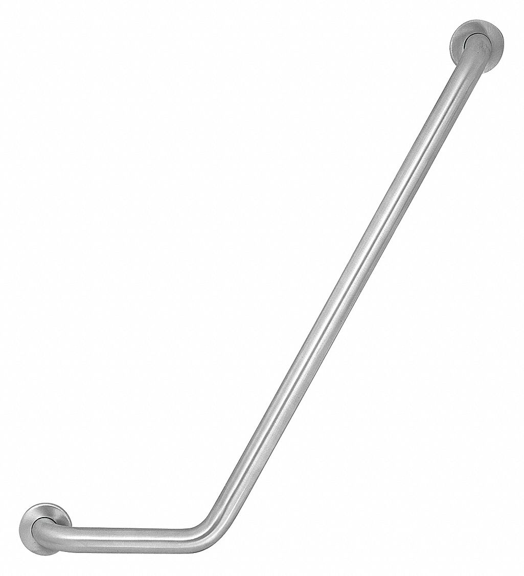 GRAINGER APPROVED Length 33 in, Wall Mounted, Left, Stainless Steel, Safety Rail/Bar 4WMH9