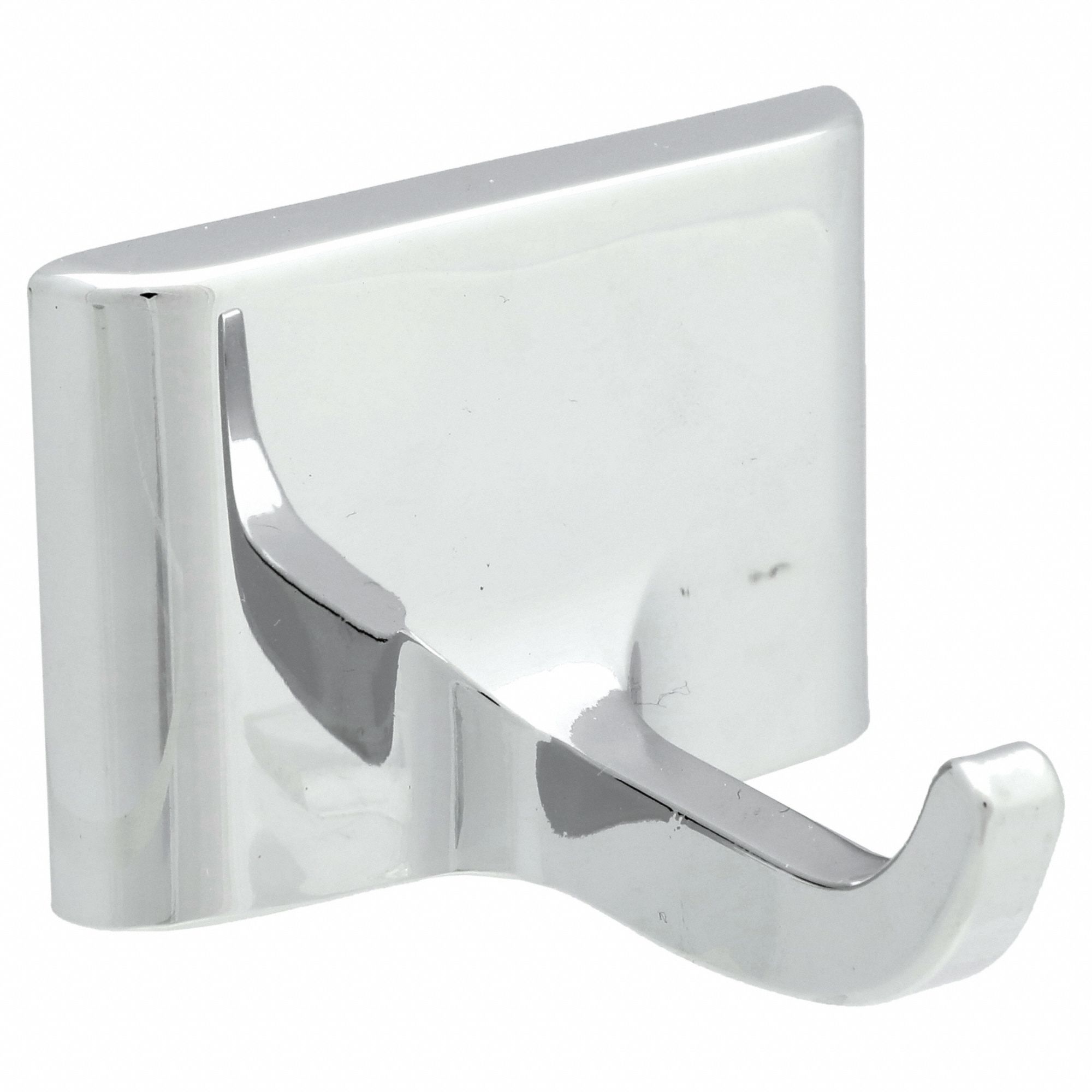 Bathroom Hook: 1 1/2 in x 2 1/8 in x 2 in, Zinc, Chrome-Plated, 5 lb Wt Capacity