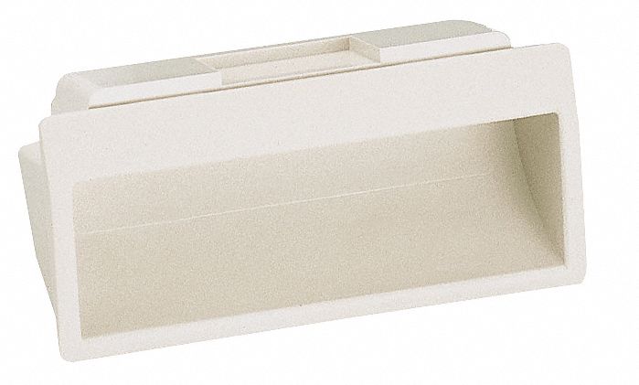 Recessed Pull Handle: Snap-In, Plastic, Ivory, Tray, 3 15/16 in Overall Lg, Rectangular