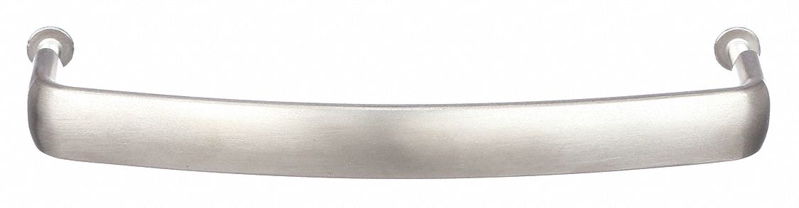 Pull Handle: Threaded Holes, Stainless Steel, Silver, 5 in Mounting Hole Center to Center