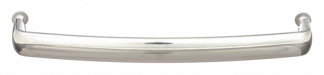 Pull Handle: Threaded Holes, Stainless Steel, Silver, 6 in Mounting Hole Center to Center