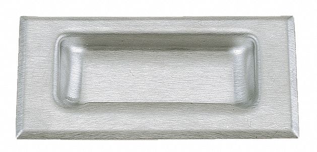 Recessed Pull Handle: Threaded Holes, Stainless Steel, Silver, Tray, 4 13/16 in Overall Lg