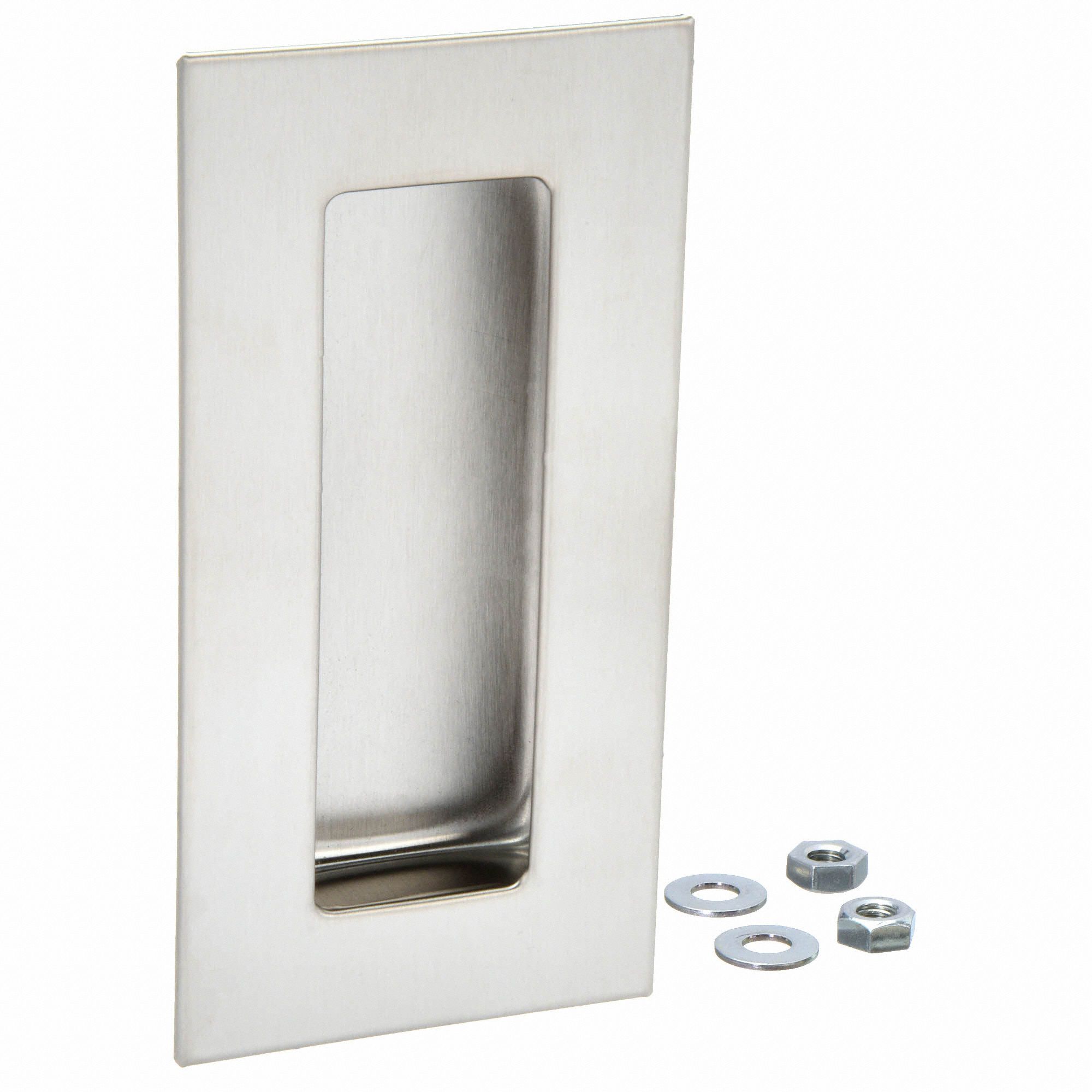GRAINGER APPROVED Recessed Pull Handle Threaded Holes, 304 Stainless