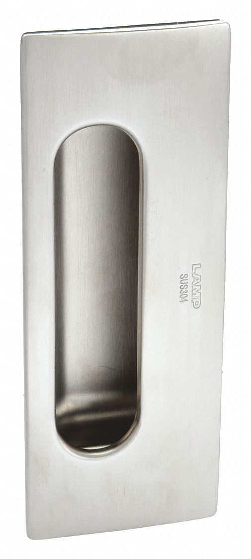 Recessed Pull Handle: Threaded Holes, Stainless Steel, Silver, Tray, 6 5/16 in Overall Lg