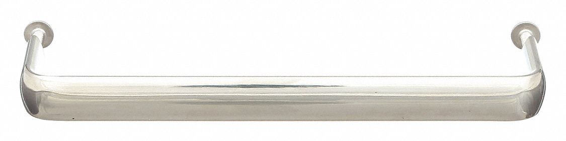 Pull Handle: Threaded Holes, Stainless Steel, Silver, 5 in Mounting Hole Center to Center