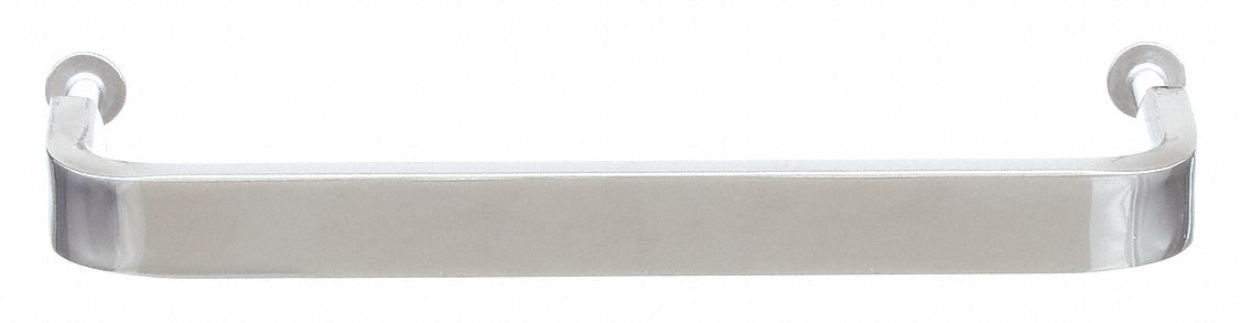 Pull Handle: Threaded Holes, Stainless Steel, Silver, 0.394 in, 3.78 in Grip Lg