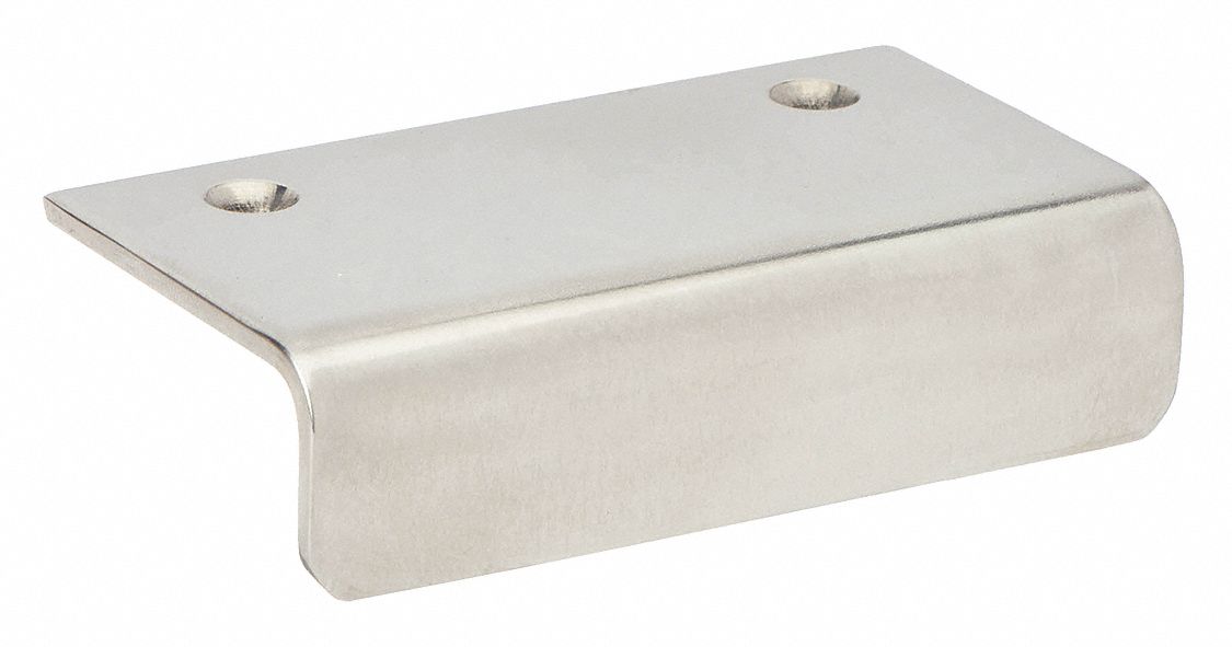 Pull Handle: Threaded Holes, Stainless Steel, Silver, 0.098 in, 2.75 in Grip Lg