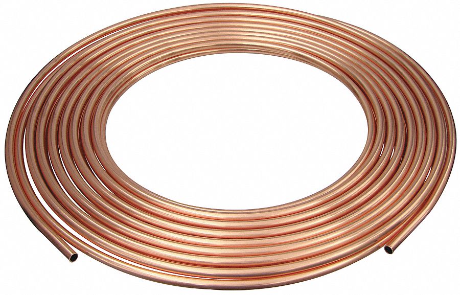 A/C REFRIGERATION TUBING, COPPER, ½ IN OUTSIDE DIAMETER, 100 FT LENGTH, COIL