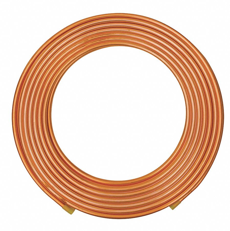 MUELLER INDUSTRIES 100 ft. Soft Coil Copper Tubing, 1/2 in Outside Dia 100 Feet Of 1/2 Copper Tubing