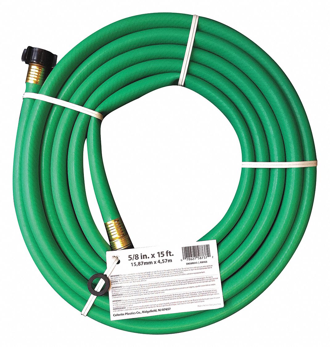 WATER HOSE, PVC, ⅝ IN INSIDE DIAMETER, 15 FT LENGTH, ¾ IN MGHT X ¾ IN FGHT, VARIES