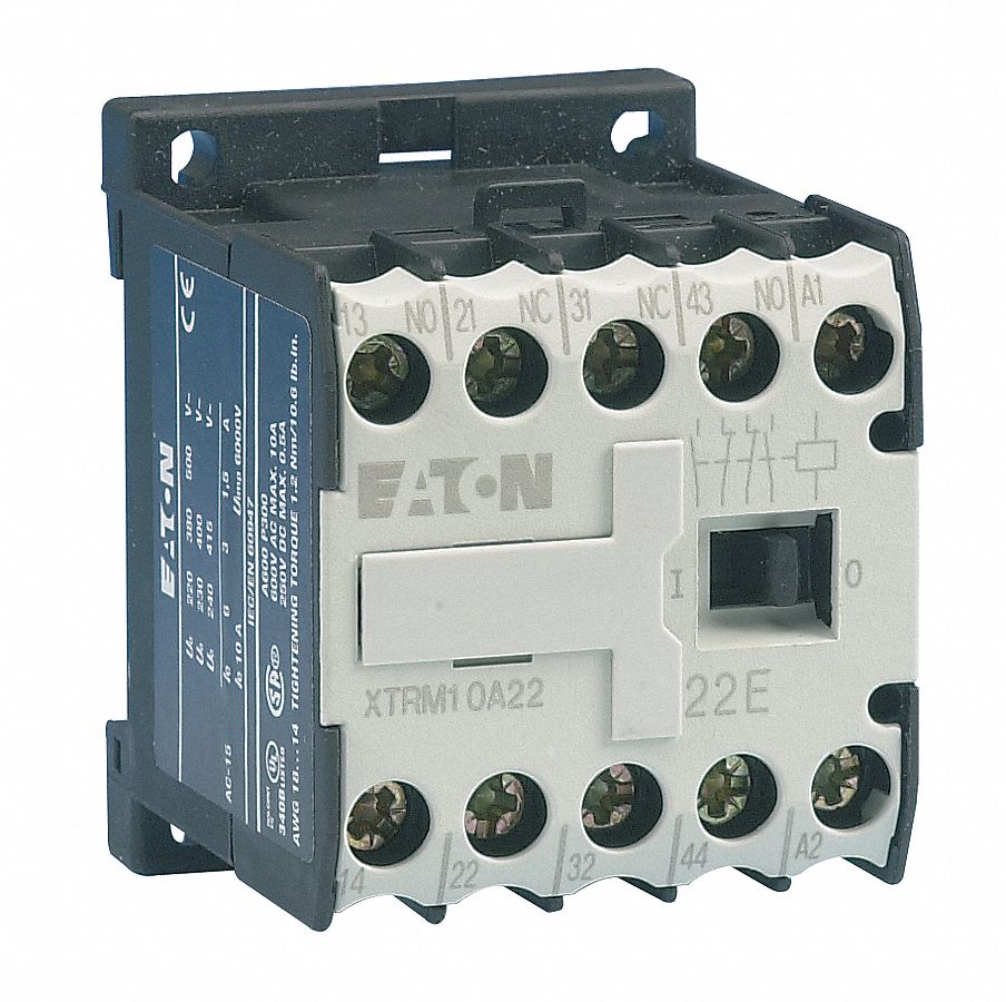 Miniature IEC Magnetic Contactor, 12VAC Coil Volts, 6 Full Load Amps-Inductive, 1NO Auxiliary Contac