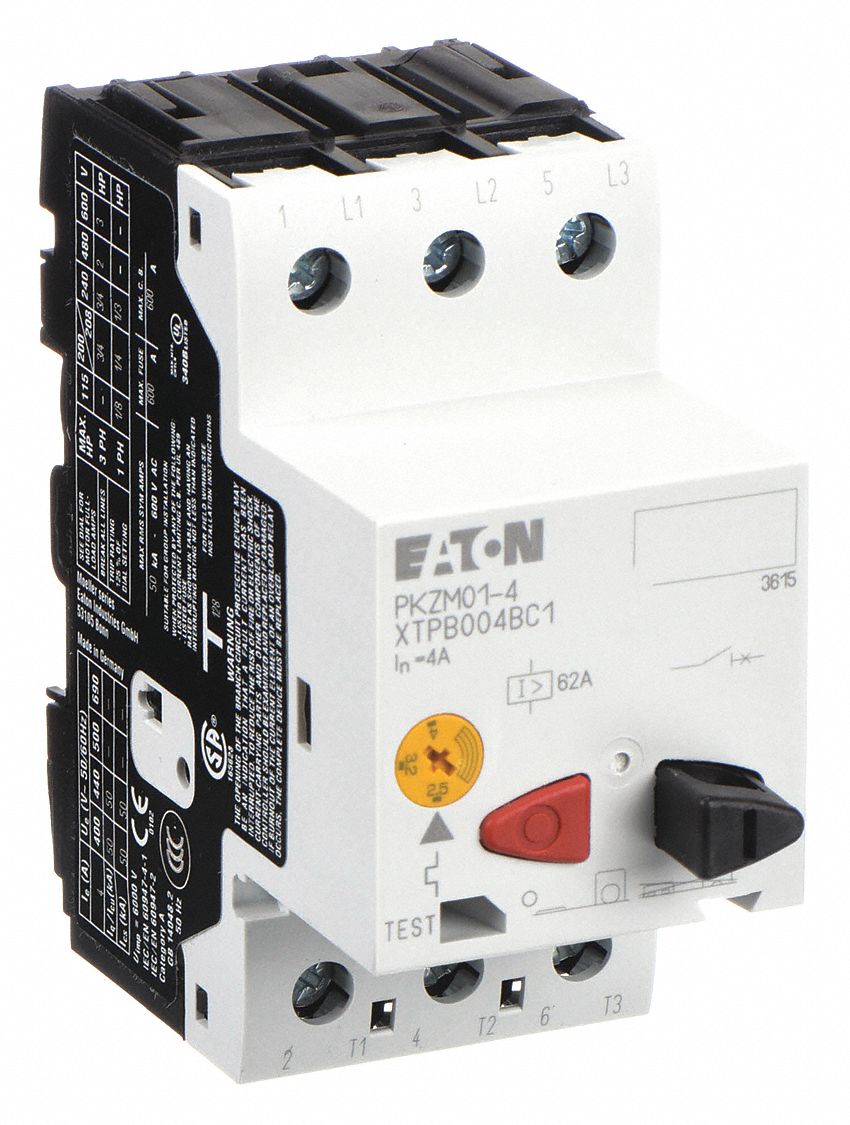 Manual Motor Protector: Non-Reversing, 3 Poles, 4 A, Thermal Protection, Push Button