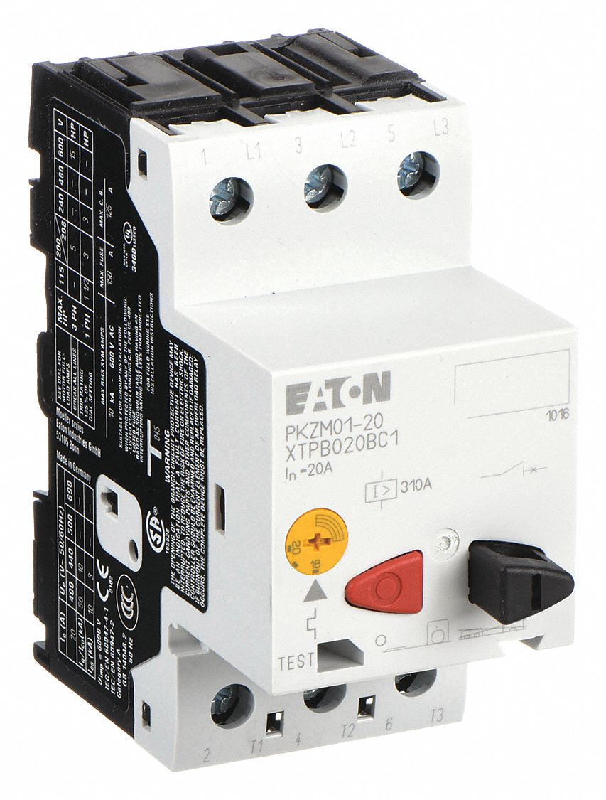 Manual Motor Protector: Non-Reversing, 3 Poles, 20 A, Thermal Protection, Push Button